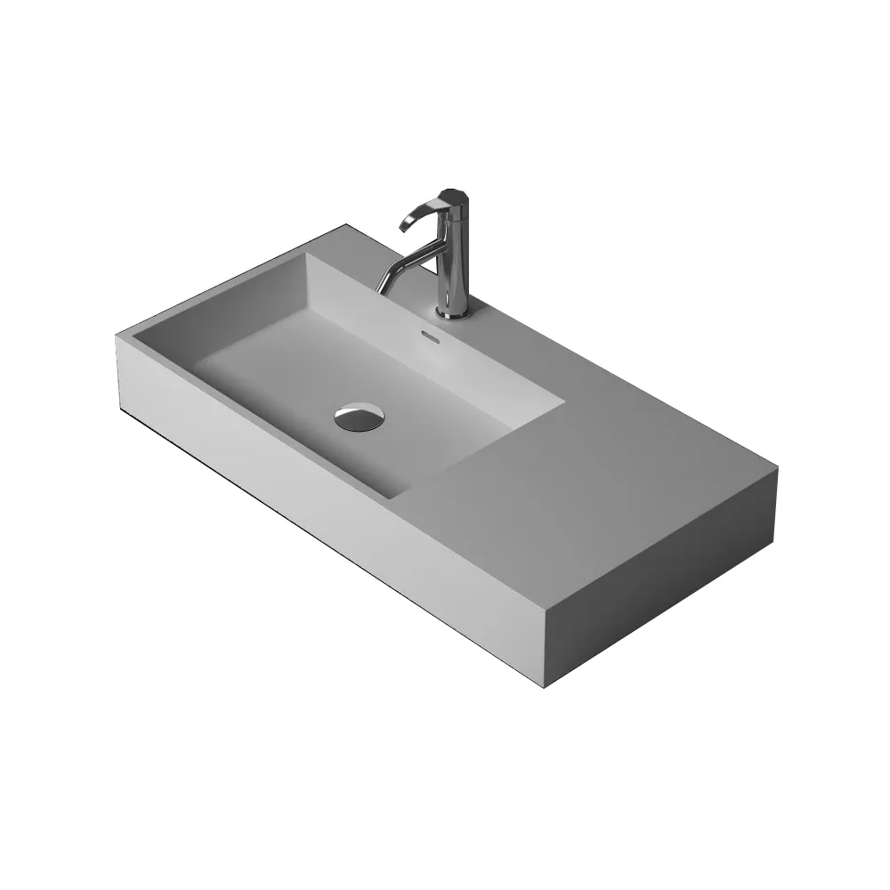Bathroom Solid Surface Stone Rectangular Vessel Sink 12L Capacity Matte ...