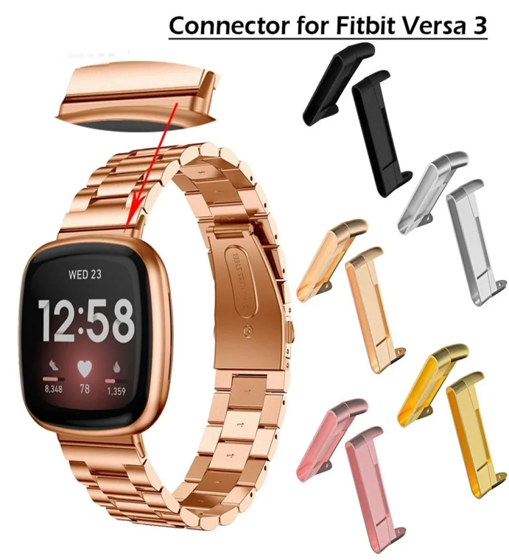 1 par metallkontaktadapter för Fitbit Versa 3 Watchband Steel Strap för versa3 armband Band Smart Watch Wristband Adapter AC2395825