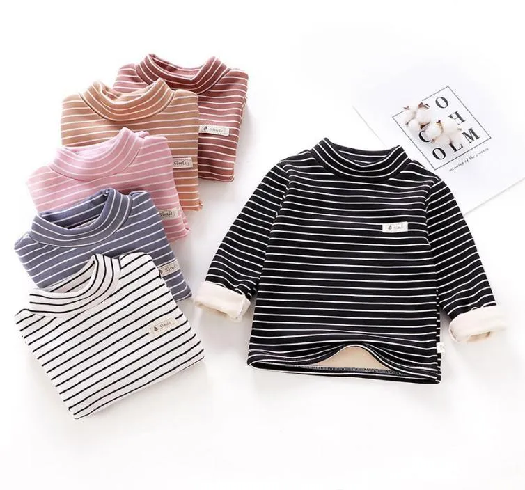 أطفال كامل الأولاد Tshirt Winter Warm Dark Toddler Clothing Stripe New Stripe Long Sleeve Play Play Crity Cloths5561081