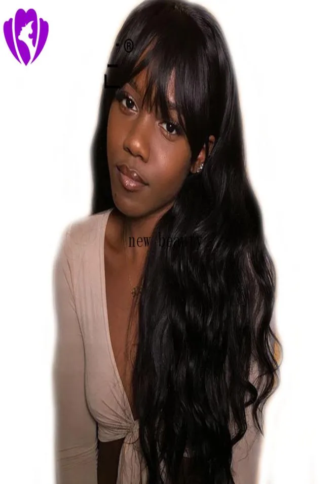 High quality simulation brazilian human hair full wig with bang blackbrowngrey long body wavy Wigs for Black Women African Ameri6184406