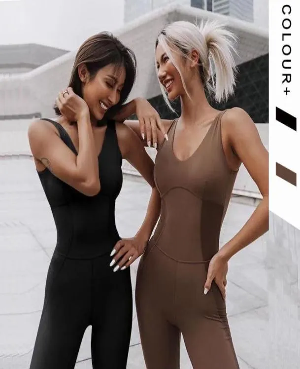 2021 onepiece Sport andningsbara kläder Backless Suit Träningsspår som kör tight Dance Sportwear Gym Yoga Set Y957L Y961L S6493440