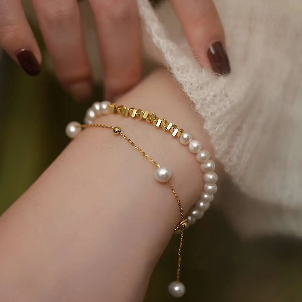 Braccialetti in argento rotto e perle da donna Braccialetti squisiti, di fascia alta, a strati Nuovi accessori