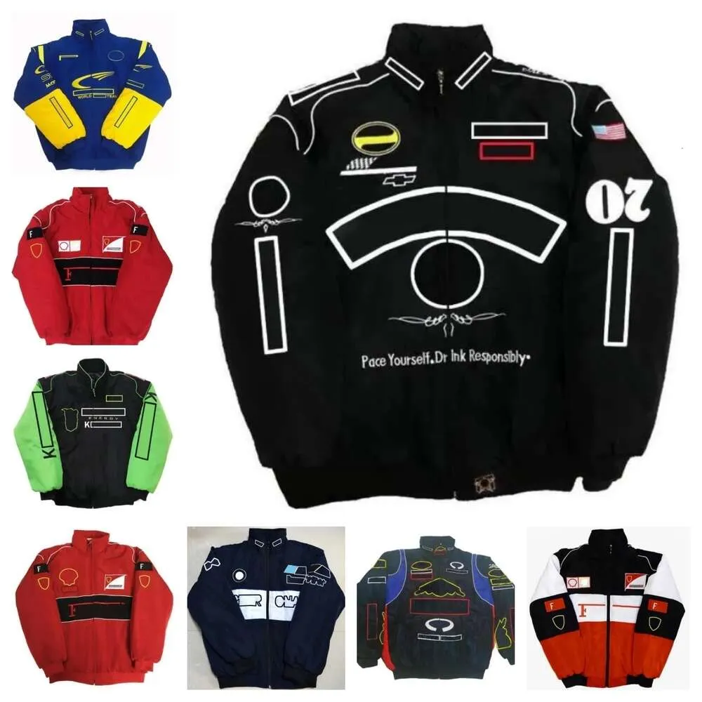 Tuta da gara F1 Autunno / Inverno Team Giacca imbottita in cotone ricamato Logo auto Giacche ricamate complete Giacche moto retrò stile college qy