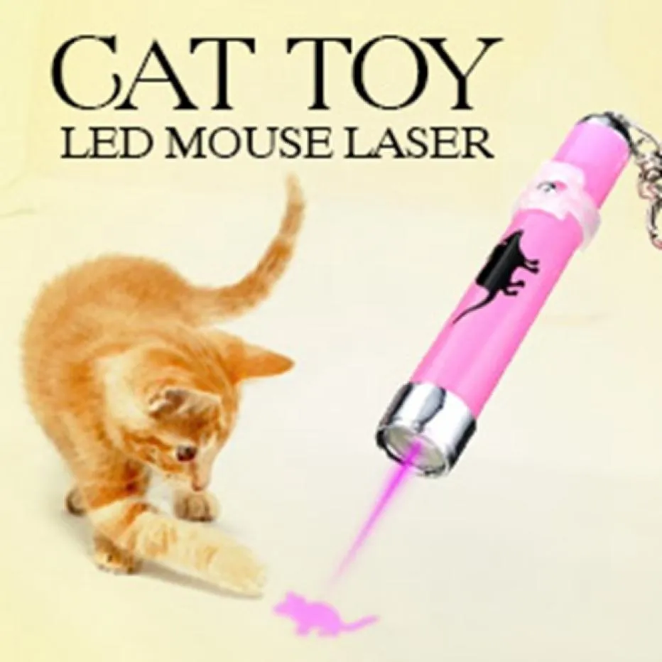 Pets Laser Toys Portable Creative and Funny Pet Cat Toys LED Laser Pointer light Pen With Bright Animation Mouse Shadow Random3098670