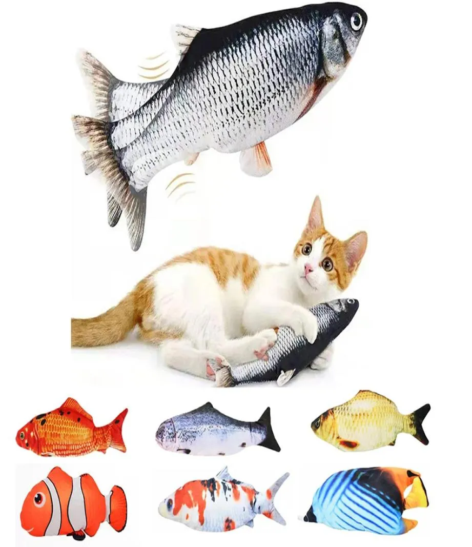 Chargement USB Fournitures pour animaux de compagnie Jouets en peluche Poisson sautant en peluche enfant entier jouet taquine le chat chien Swing bébé simule battre o9681719