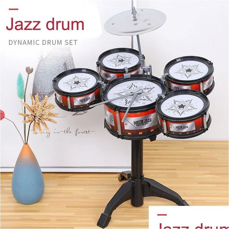 Trummor Percussion Drums Percussion Chiger Music Toys For Children Instruments Jazz Drum Set Toddler Rock Band Mini Musical Kid Educat DH30N