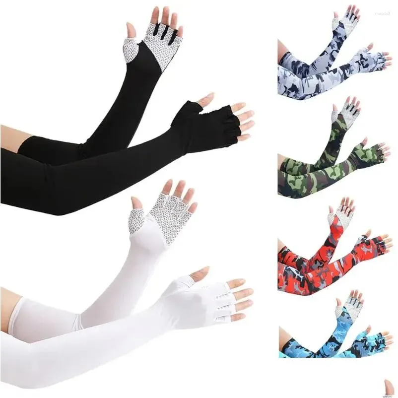 Fietshandschoenen 1 paar Cooling Arm Sleeves Er Camo Halve Vinger Dames Heren Sport Hardlopen Uv-bescherming Buiten Vissen Drop Delivery Out Otptj