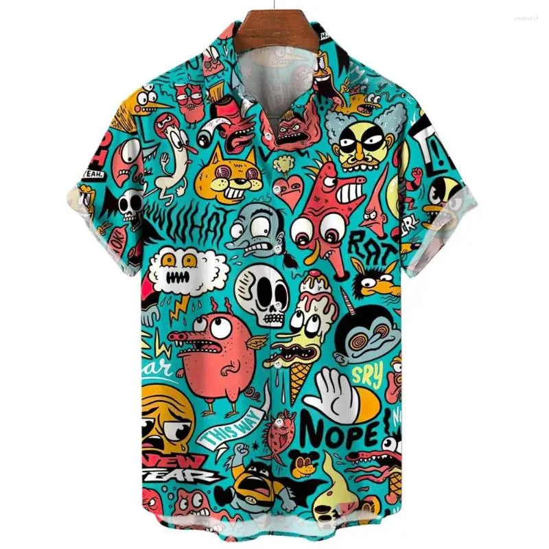 Chemises décontractées pour hommes Chemise d'été 3D Graffiti Imprimer pour la mode Tops à manches courtes Beach Party Blouse Senior Male Vêtements