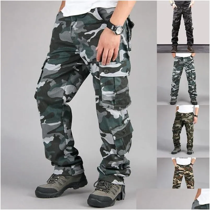 Pantaloni da uomo Pantaloni cargo mimetici Pantaloni da jogging 8XL Pantaloni militari da uomo Hip Hop Army Camo Spodnie Meskie Uomo Cotton Drop Delivery Apparel Dhooq