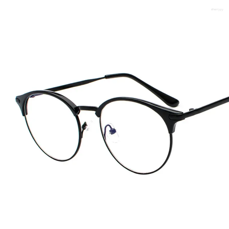 Güneş Gözlüğü Çerçeveleri Vintage Gözlük Gözlükleri Çerçeve Temiz Yarım Metal Gözlükler Optik Öğrenciler Sahte