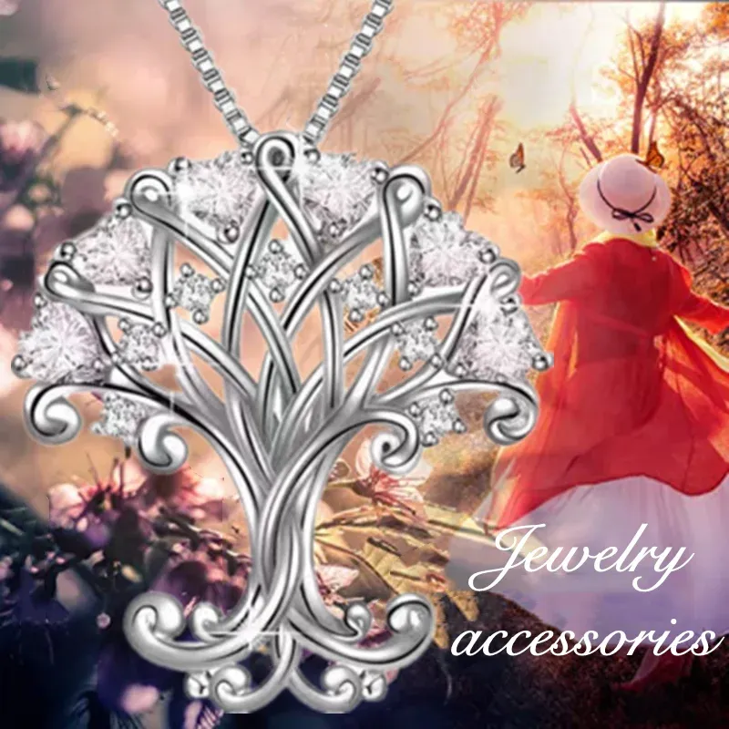 Collier d'arbre de vie de mode Halloween Zircon pendentif collier de fiançailles femmes 14K or bijoux fête anniversaire cadeau concepteur de luxe original