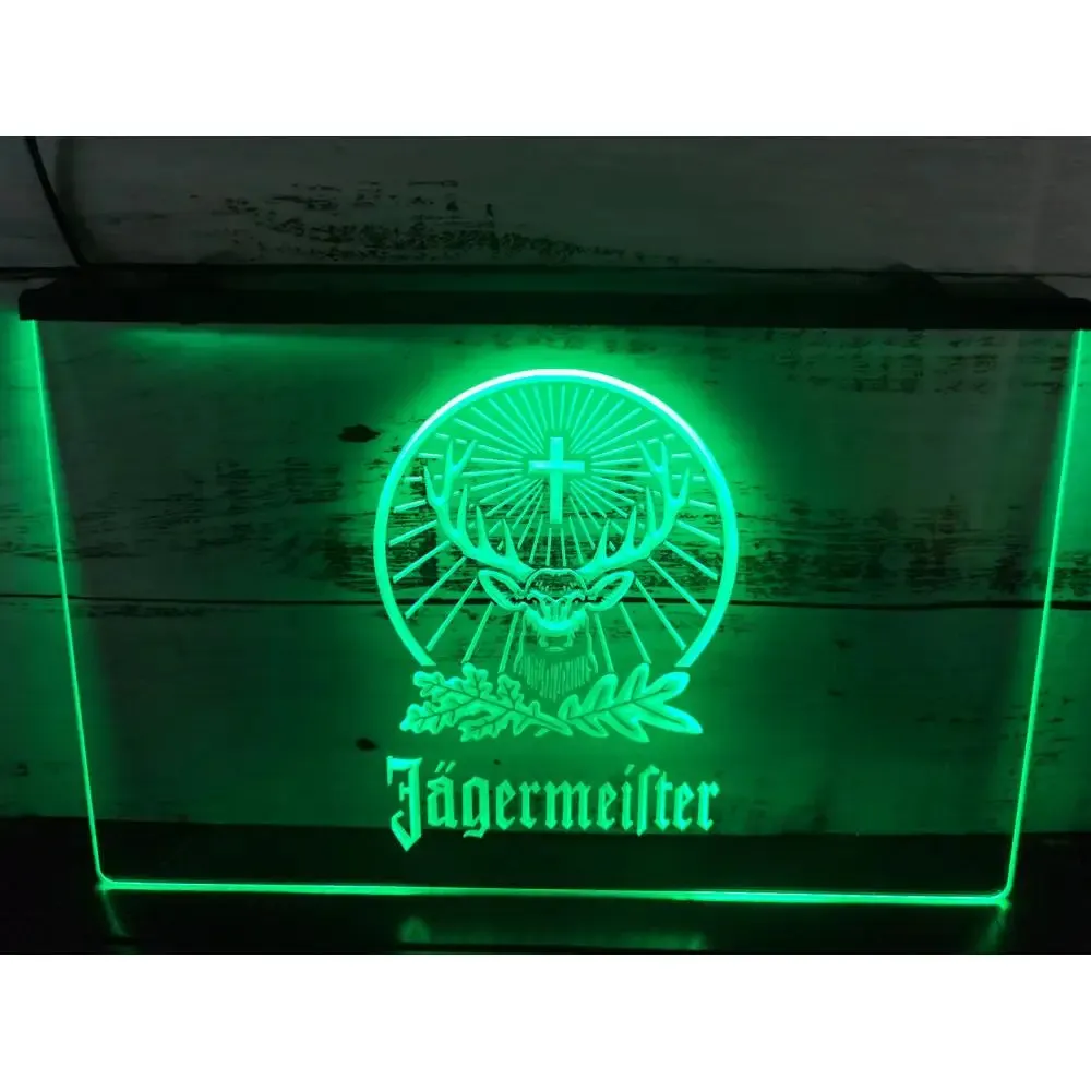 Jagermeister Deer Head LED Neon Znak-3D Rzeźbianie sztuki ściennej dla Homeroombedronofficefarmhouse Decor 240223