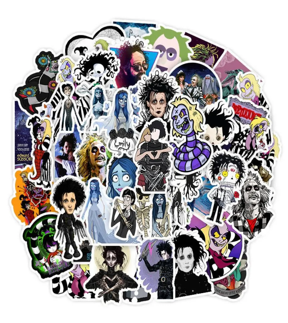 50 datorer Mixed Car Stickers Director of Tim Classical Movies for Skateboard Laptop Pad Bicycle Motorcykel PS4 Telefon Bagage Decal PV7830114