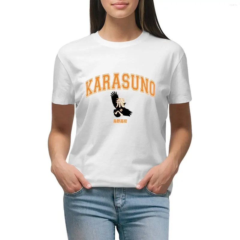 Polos femininos karasuno high school (high) camiseta oversized anime roupas femininas camisas de treino para mulher