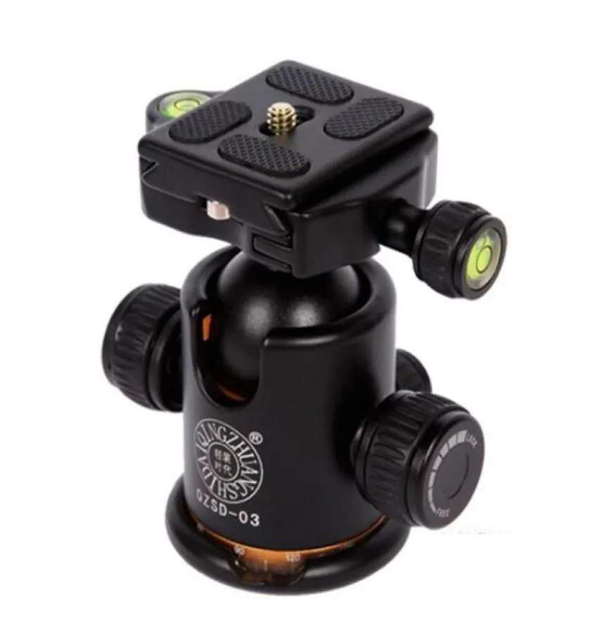 Pro Camera Tripod Ball Head Quick Freear Plate Panoramic Debivel Ballhead Q03 مع مستوى الفقاعة المزدوج QZSD03 لـ DSLR Canon Nikon9812971