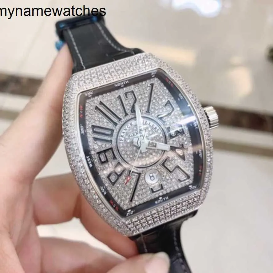 Swiss Watch Franck Muller tittar automatiskt fast prislåda Certifikat Frank V41 Mekaniska män med diamantbattad full himmelstjärna