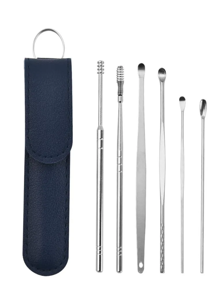 6 adet kulak temizleyici mum seçicileri Earpick balmumu sökücü curette kulak top temizleyici kit kaşık bakım kulağı temiz aracı8430625