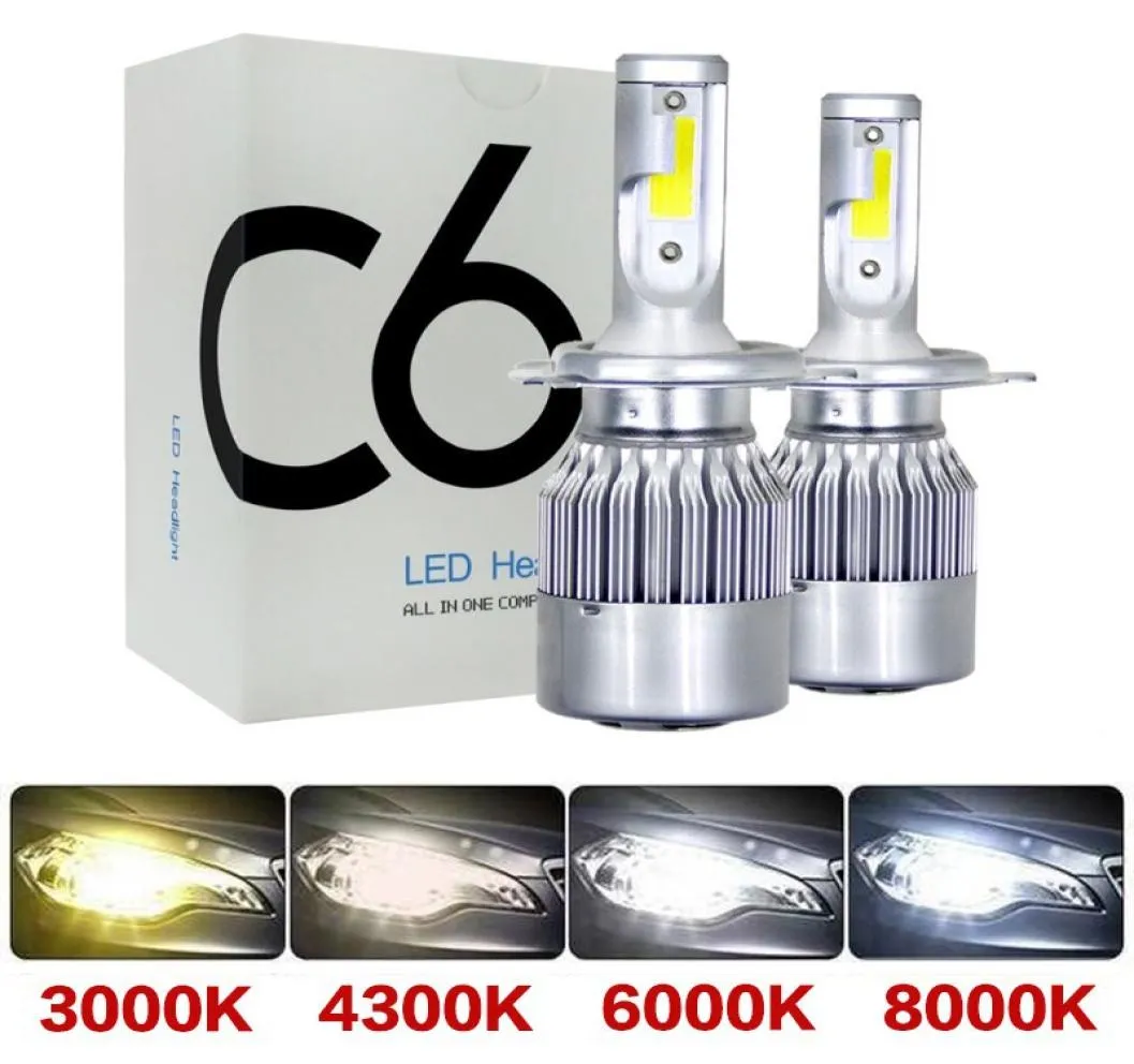 2ピースC6オリジナルヘッドライトH4 LEDカーLEDヘッドランプH11 H8 H8 H3 FOG LIGH BOLB FOGLAMP H7 9005 HB3 9006 HB4 880 881 9012 6000K 806380905