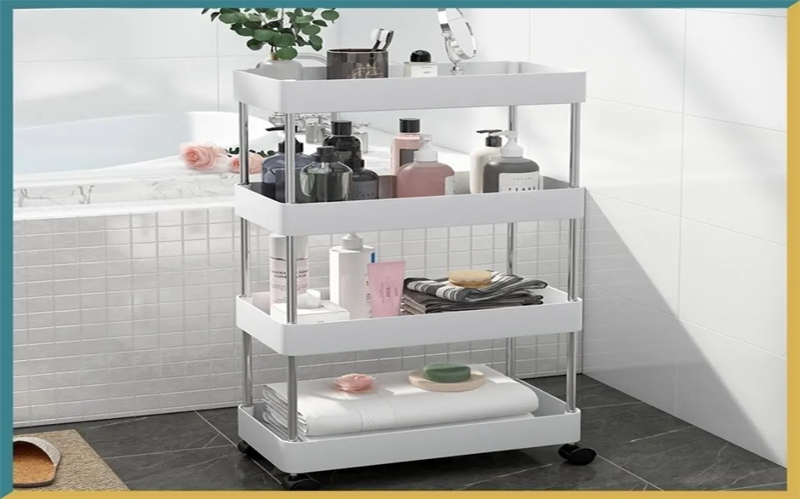 234 Layers Storage Rack Kitchen Trolley Movable Shelf Home Furniture STORAG BOX Bathroom Organizer with Wheels Narrow Cabinet 229830793