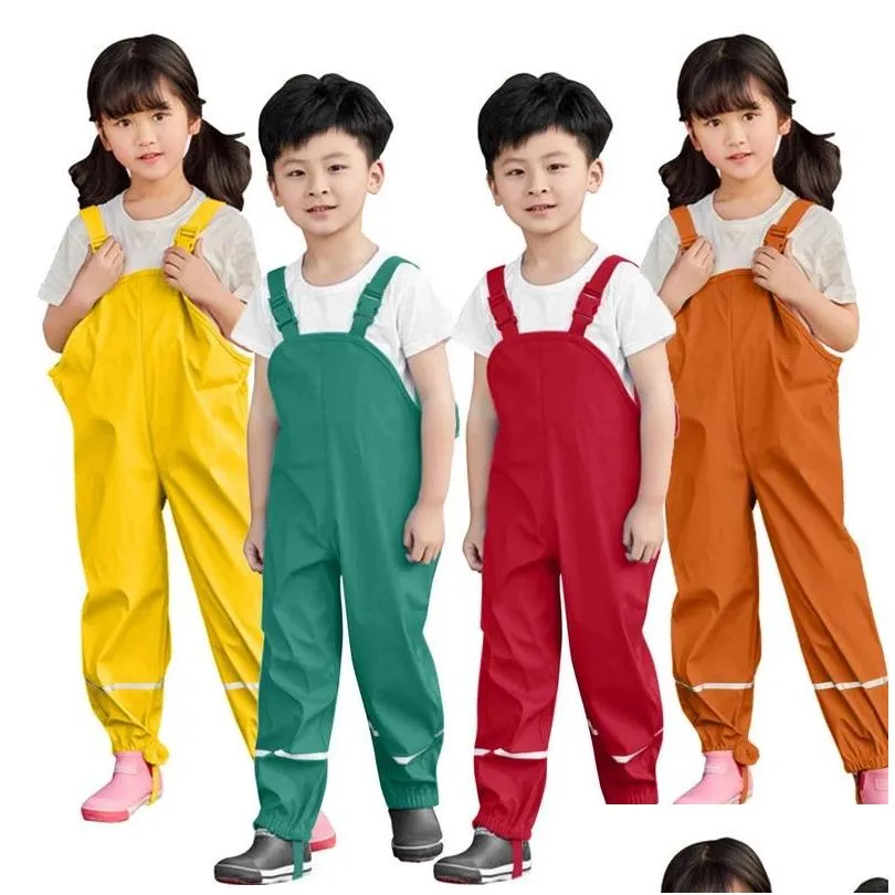 Abiti coordinati per la famiglia 211 anni Bambini Ragazzi Ragazze Pioggia Pantaloni da bambino impermeabili complessivi Sport all'aria aperta Tuta Abbigliamento con fodera C Dhfal