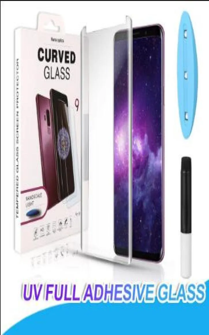 Najnowszy zakrzywiony 3D Pełny klej UV Temperowane szkło dla Samsung S22 S21 S20 ULTRA S10 S9 Plus Note 20 10 9 Pełny ekran klejowy PR8209551