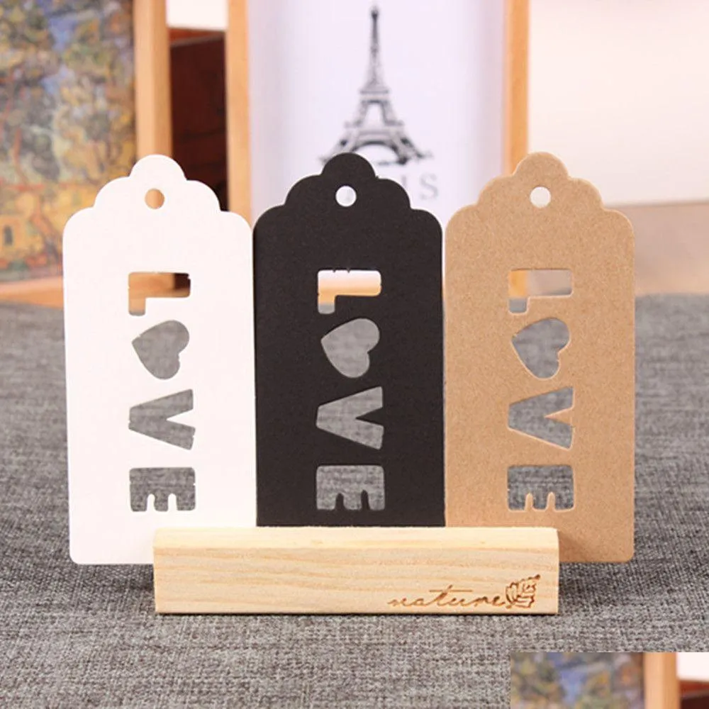 Presentkort 4.7x10cm 1.9x3.9 Kraft Paper Label Wedding Party Gift Hälsningar Kort Swing Taggar Scalloped Head With Love Hollow Out Price H DHQKH