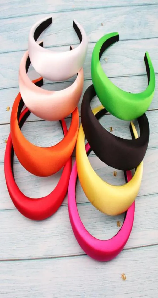 Satynowe wyściełane opaski na kobiety szerokie 4 cm Solidne plastikowe grube włosy Hoop Girlge Sponge Inslip Hairbands Hair Accessories3869793