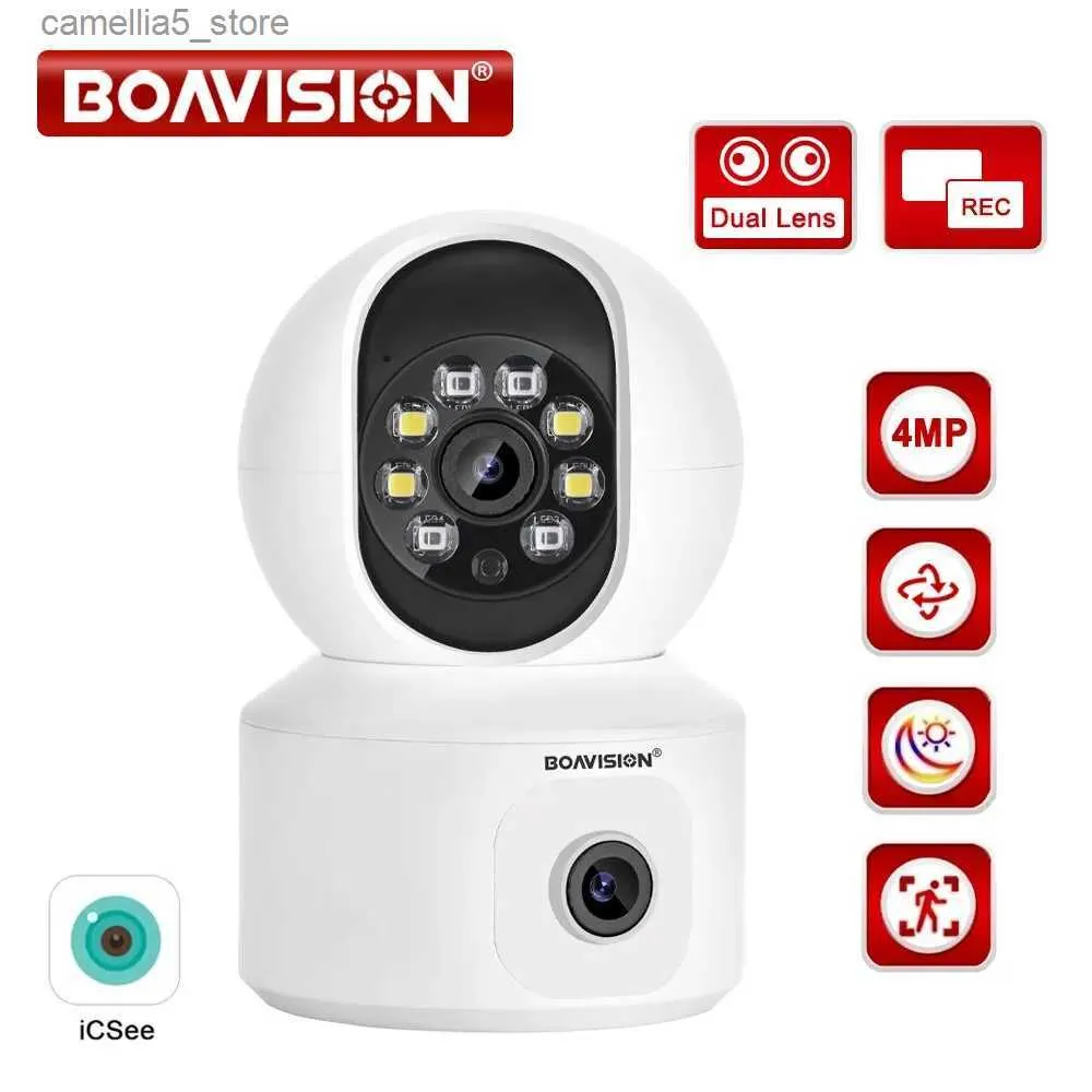 Caméra de surveillance pour bébé Caméra PTZ WiFi haute définition 4MP avec double objectif et moniteur pour bébé à écran suivi automatique du support du corps humain pour la sécurité Onvif Q240308