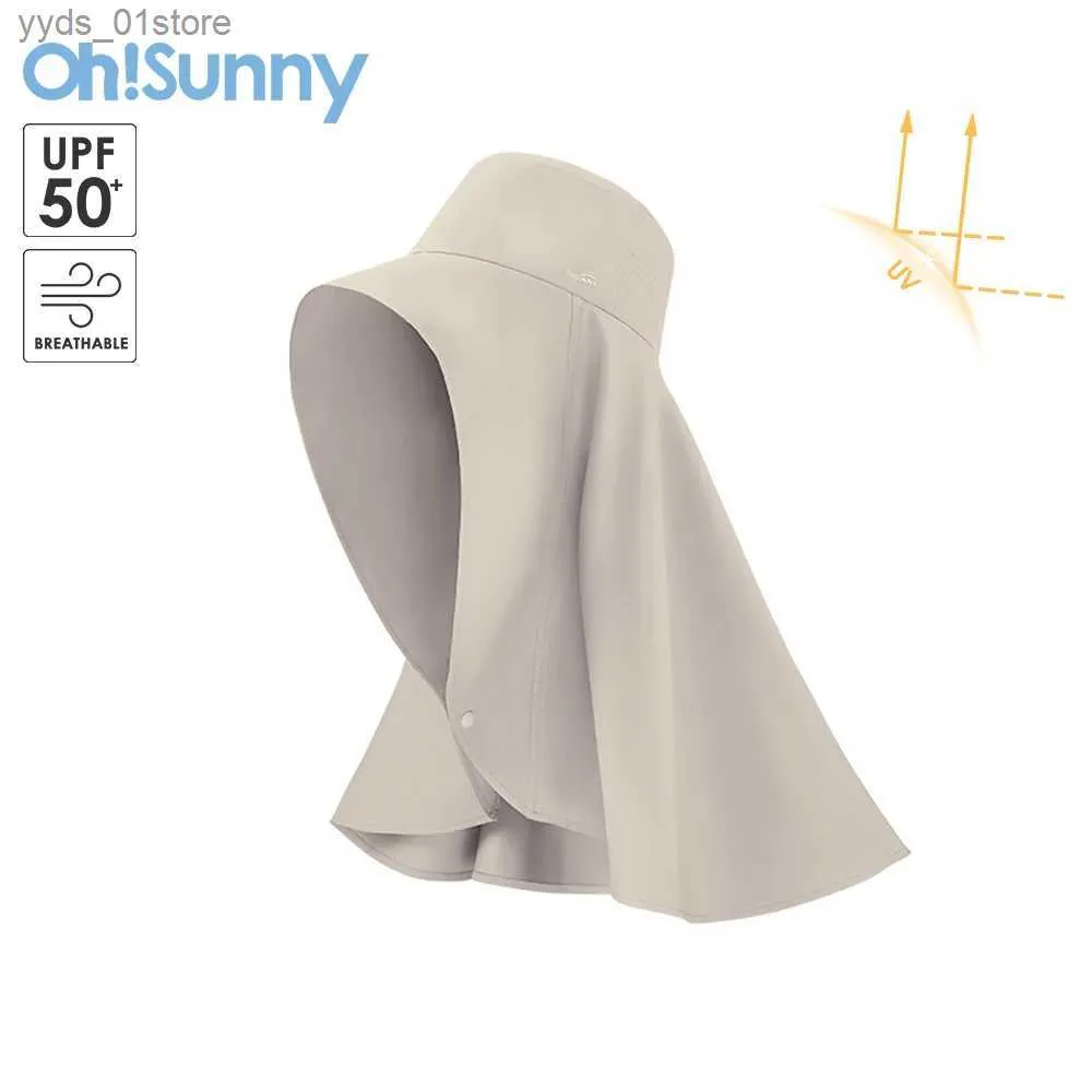 Chapéus de aba larga Chapéus de balde OhSunny Chapéu de sol de aba grande para mulheres UPF 0+ Novo balde C com pescoço Fl Proteção total Anti-UV lavável Chapéus de praia L240308