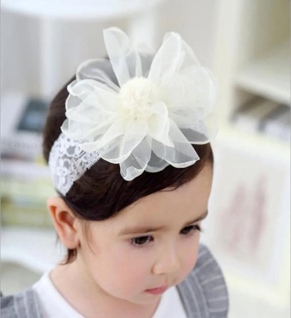 Baby lace Flower Hair band 2 color silkrope knitted elastic headband Head Bands9055388