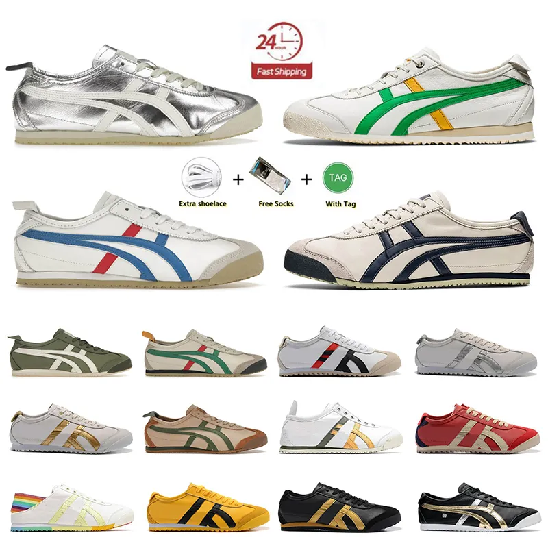 Üst moda düşük tasarımcı OG Meksika 66 Tiger Runner Ayakkabı Tasarımcı Tuval Tembel Trainers Birch Peacoat Siyah Beyaz Yeşil Erkekler Kadın Günlük Sabors Trainers 36-45