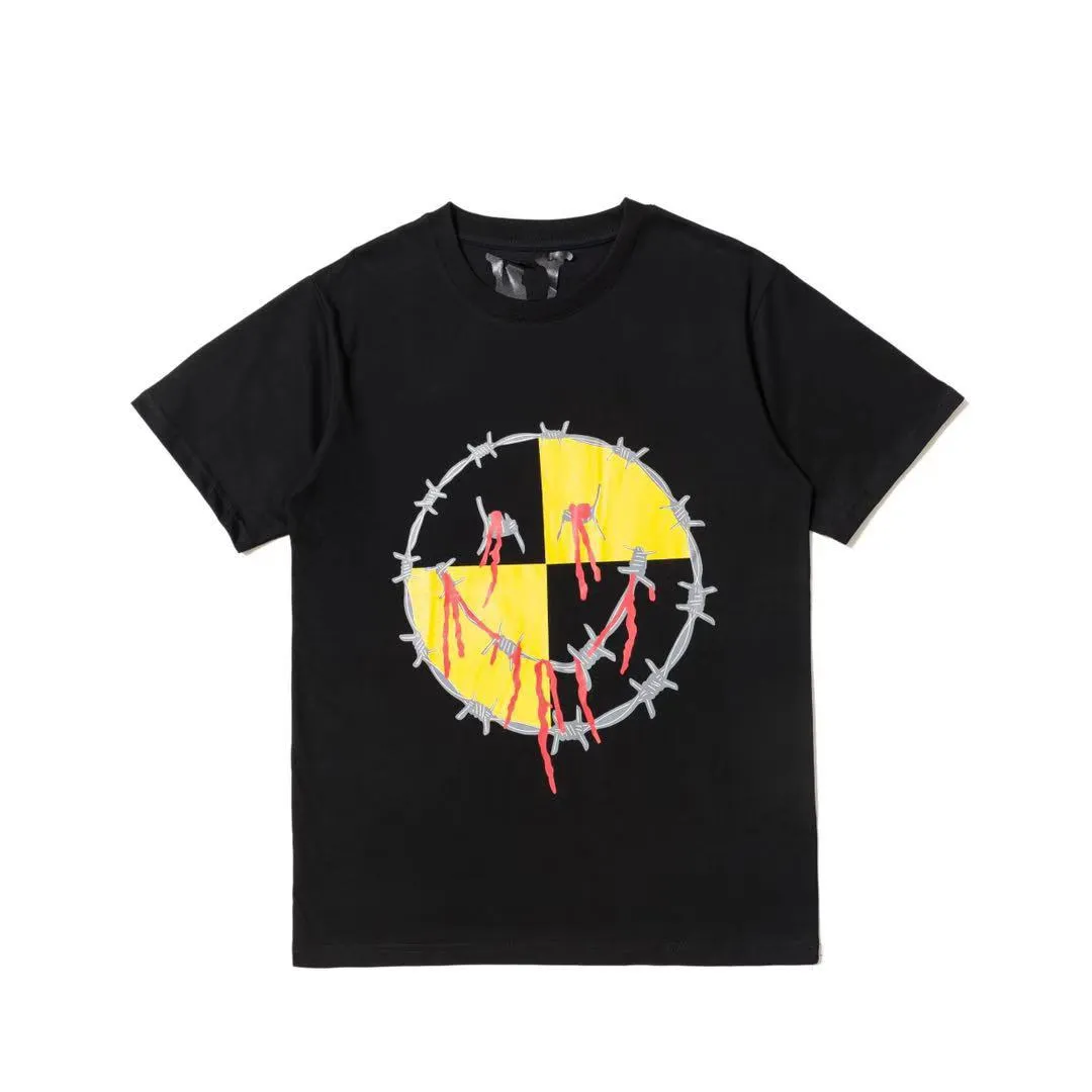 Vlone T-shirt Mäns / kvinnors par Casual modetrend High Street Loose Hip-Hop100% Cotton Printed Round Neck T-shirt US Size S-XL 12111