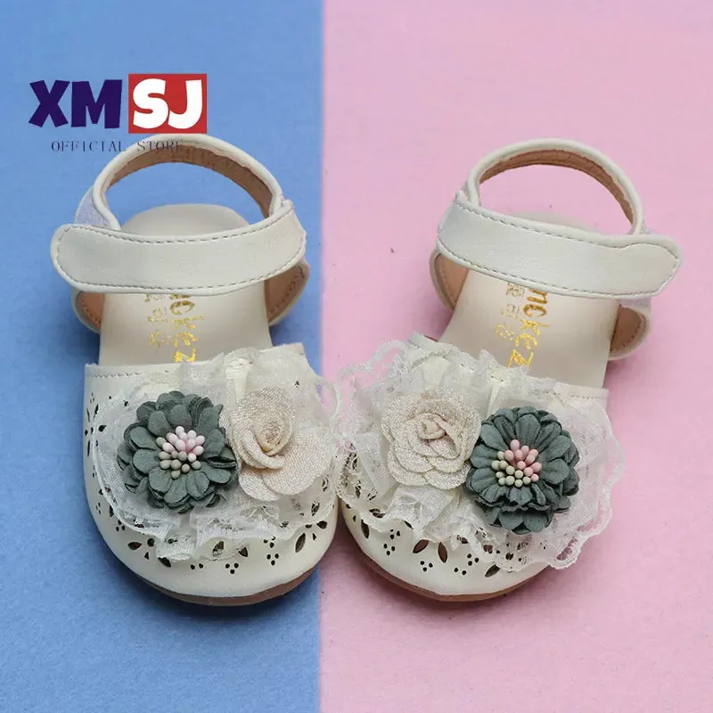 Summer Girls Shoes Cover Toe Sandals for Baby Girl Shoe Flowers Princess Shoes Baby Toddler Sandal For Kids Shoe 240301