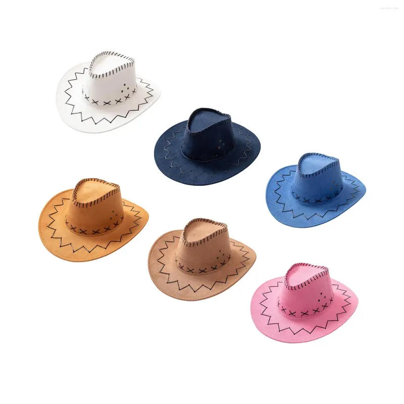 Beret zamszowy kowbojowy kapelusz zachodni z wewnętrznym obwodem 58 cm solidne regulowane paski podbródka stylowe na imprezę tematyczną