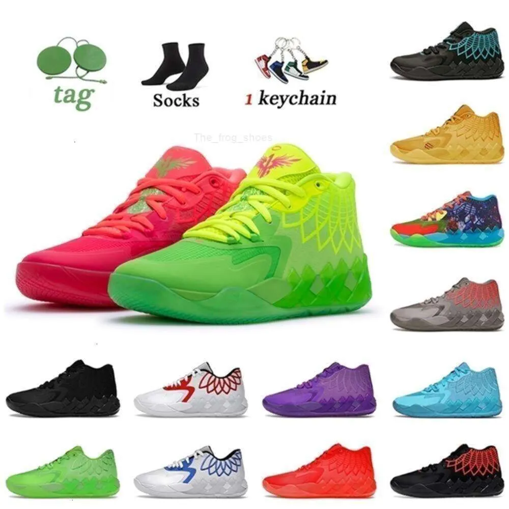 Haute qualité Lamelo 2023 Chaussures de balle Mb.01 Lo Baskets de basket-ball pour hommes Rick et Morty Queen City Rock Ridge Not From Here Red Blast Unc Galaxy Iridescent