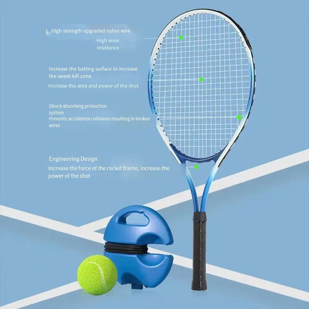 Tennis Rebounder With Elastic Rope Self Hitting Single Player Racquet Training Exercise Tennis Rackets Practice Ball Trainer 240304