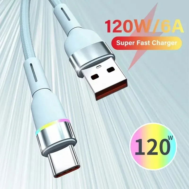 6AタイプC USBケーブル高速充電120W PDライトUSB CケーブルSAMSUNG HUAWEI XIAOMI ANDROID FAST CHARGERコードケーブル