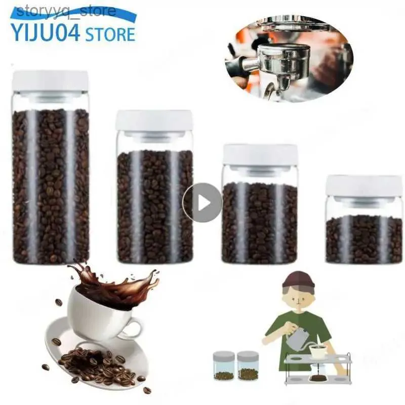 Food Jars Canisters Coffee Beans Vacuum Sealed Bottles Glass Food Tank Kitchen Grains Container Moisture Proof Tea Candy Bean Tank Home Storage Jars L240308