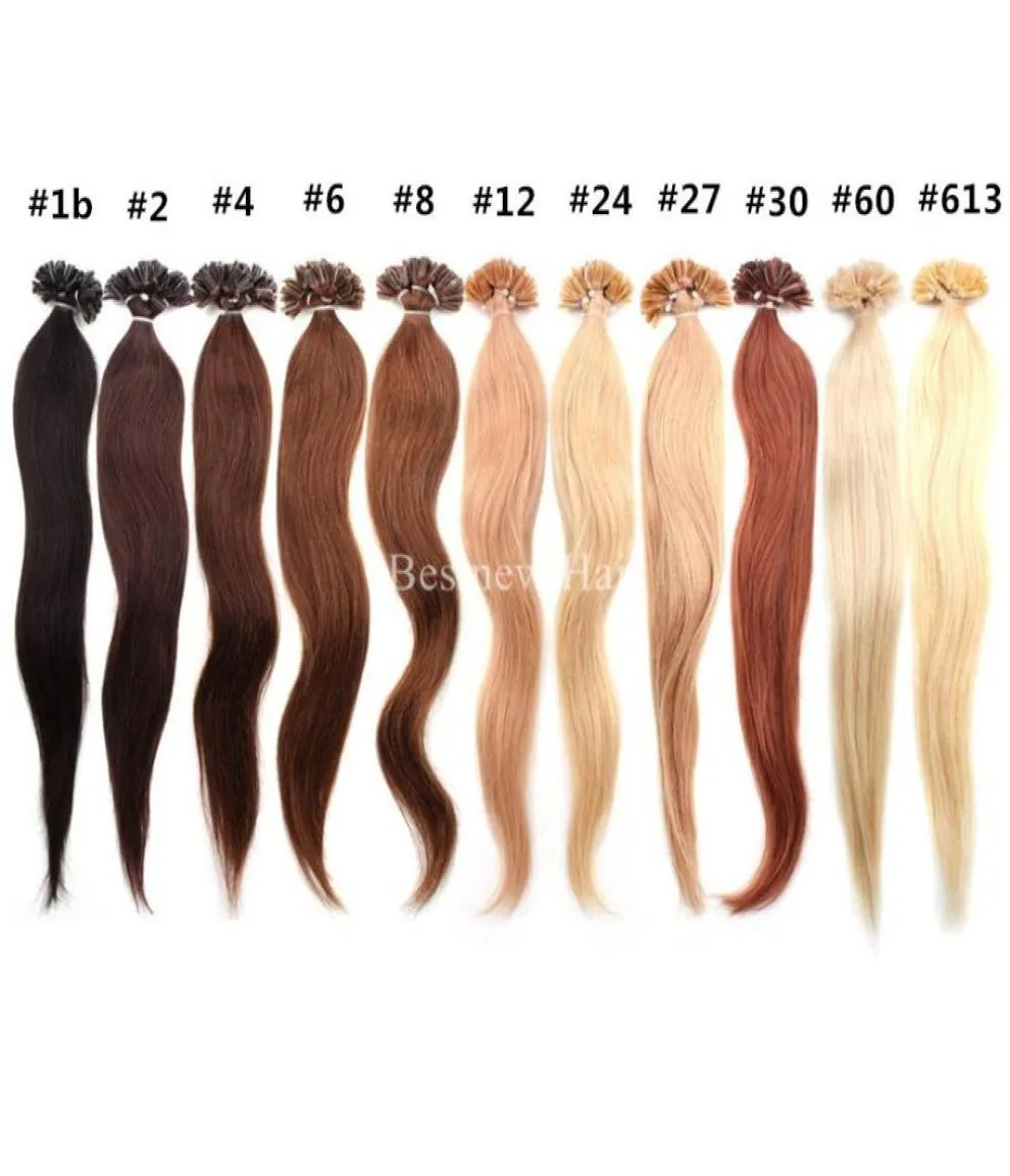 100g 14quot16quot18quot20quot22quot24quot pointe d'ongle en kératine italienne pré-collée pointe en U Fusion indien Remy cheveux humains Exten3150616