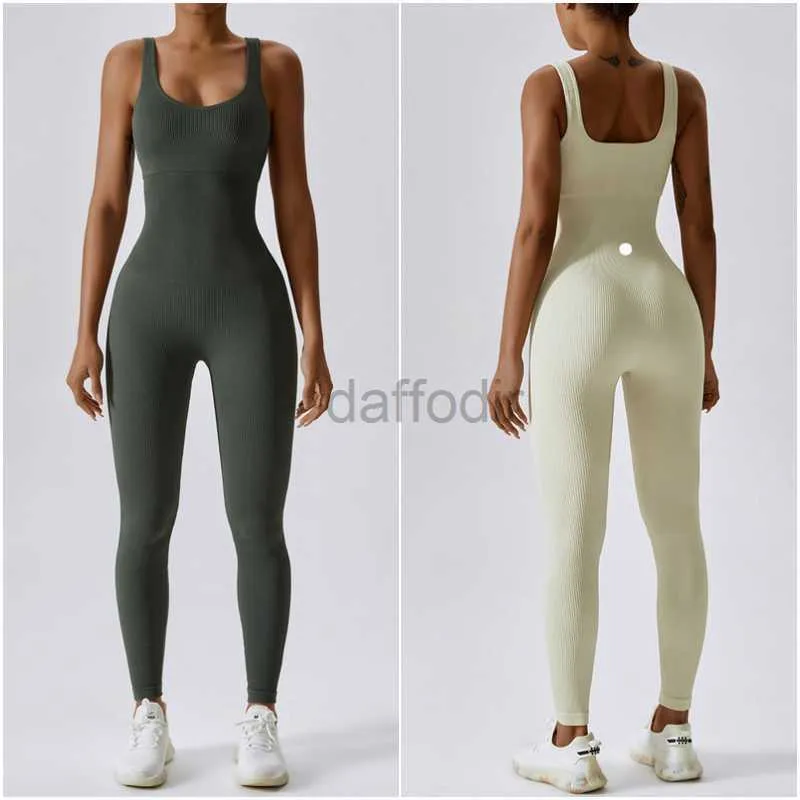Actieve broeken LL-6848 Jumpsuits voor dames Yoga-outfits Mouwloos Nauwsluitende dans-jumpsuit Lange broeken Ademende leggings Schroefdraadmateriaal 240308