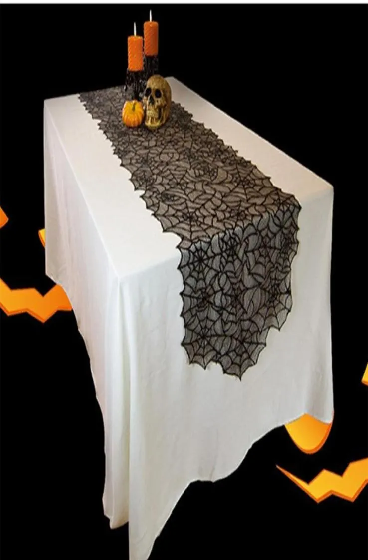 Decorazione di Halloween Pizzo nero Ragnatela Tovaglia Camino Sciarpa Tovaglie creative per tovaglie per feste T2I54528572081