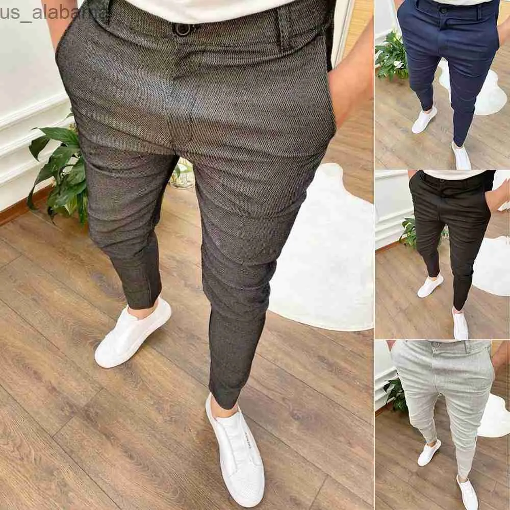 Pantalons pour hommes pantalons pour hommes à la mode coupe ajustée pantalon à glissière uni Plus 3XL 4XL pantalons de travail quotidiens 240308