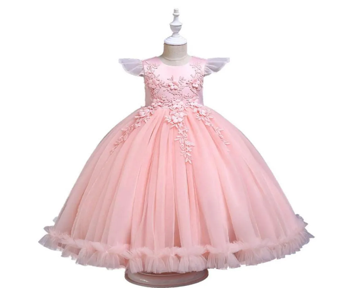 Crianças vestidos de casamento rendas princesa meninas vestidos crianças roupas de grife meninas vestidos formais longo meninas vestido de festa a43795439383