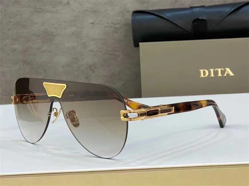 2024 Square Square Damskie okulary przeciwsłoneczne męskie i damskie blacha metalowa czarna pełna rama złota Dita Grand ane