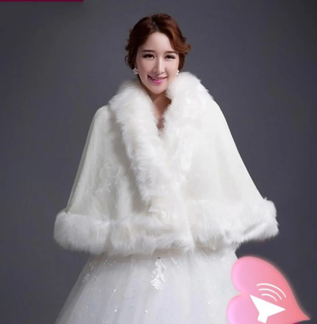 New Short White Faux Fur Shrug Cape Stole Wrap Wedding Bridal Special Occasion Shawl5245974