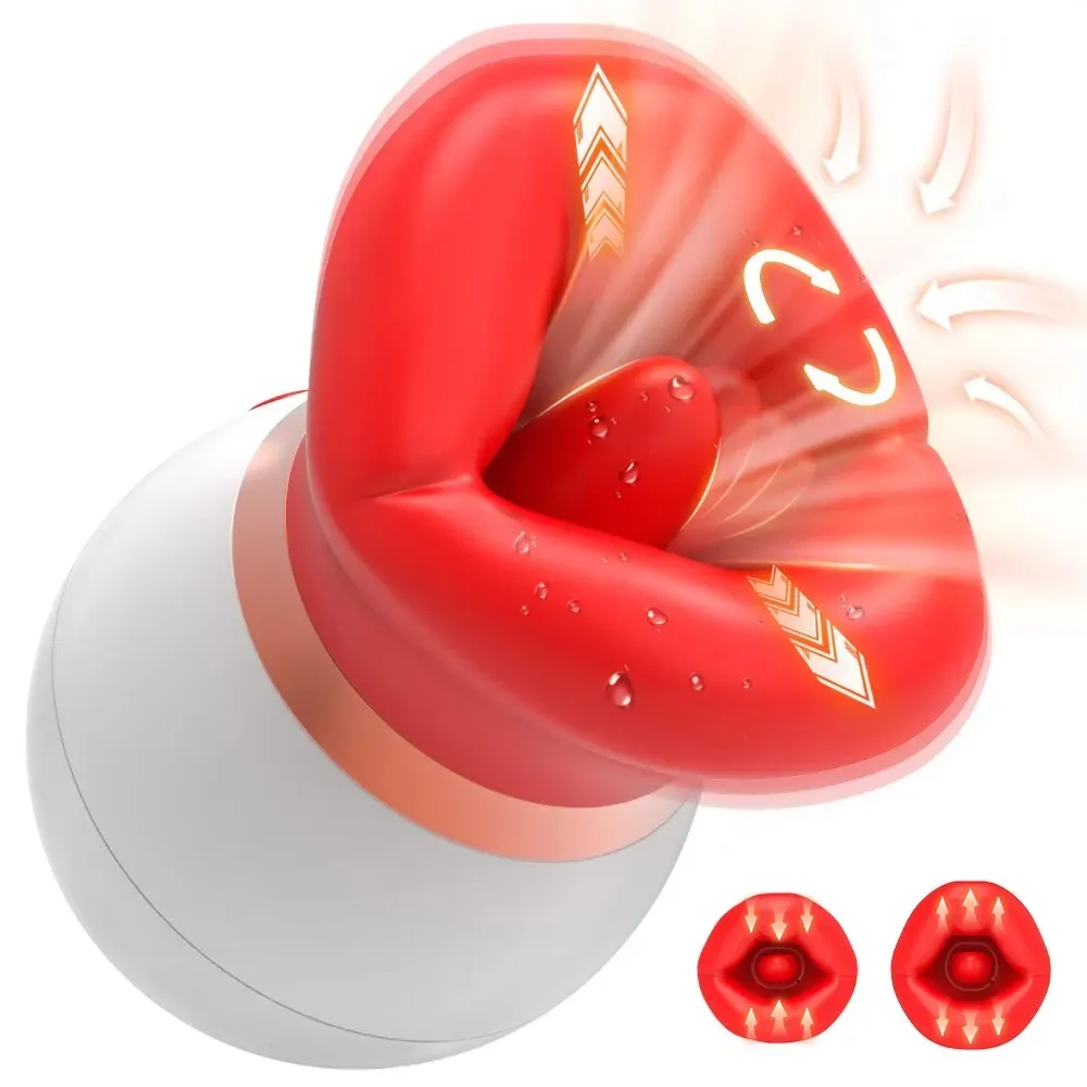 Vibratore Giocattoli adulti del sesso per donne 3IN1 Vibratore per succhiare a forma di bocca 10 Leccare la lingua 3 Capezzoli per succhiare Ventosa per clitoride anale