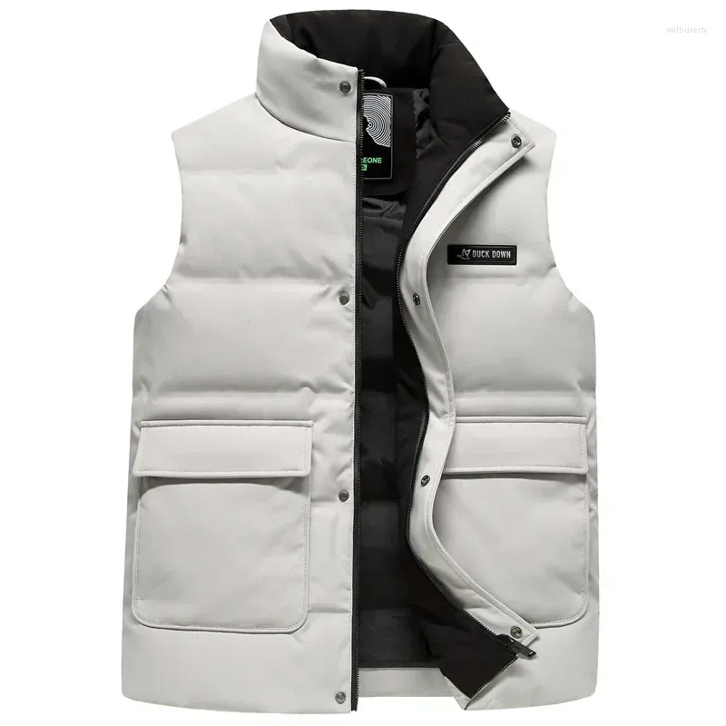 Gilets pour hommes 2024 hiver vers le bas gilet vêtements d'extérieur jeunesse décontracté mode col montant manteau court