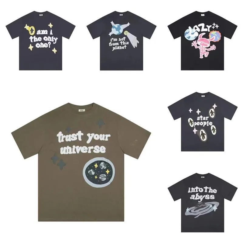 Kırık Gezegen Erkek Tişörtleri Tasarımcı Tshirt Köpük Köpek Baskı Tide Yaz Erkek Kadınlar Gevşek Tişört Kısa Kollu Yüksek Sokak Günlük Mürettebat Boyun Tişörtleri Tees 722