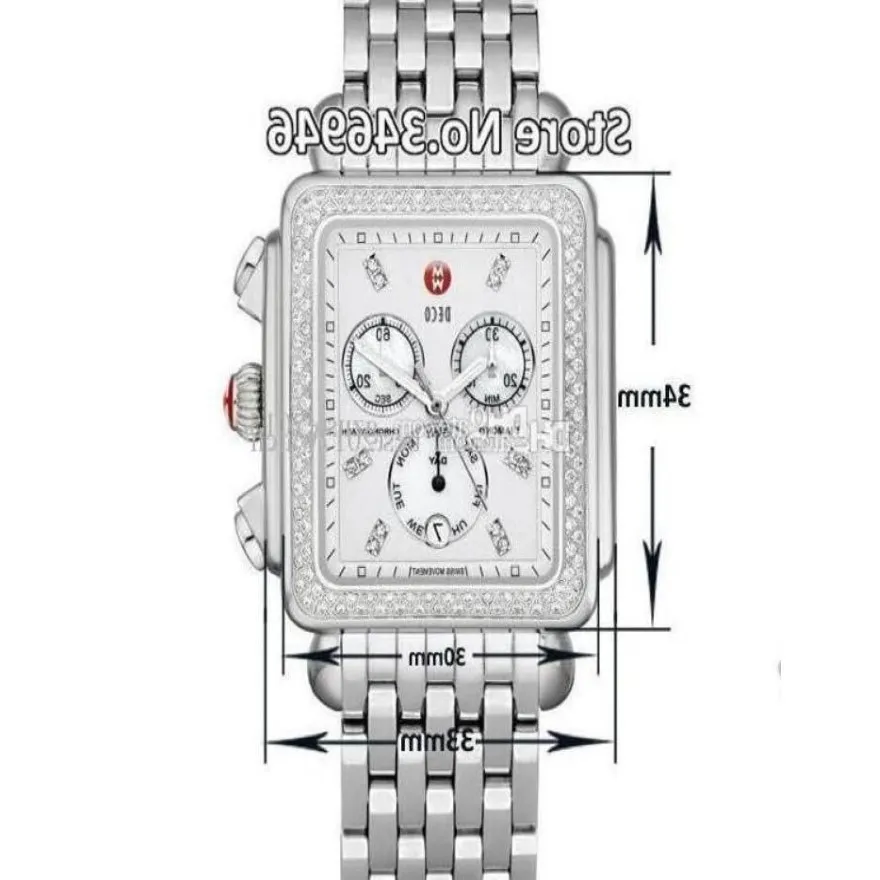 33mm Michele İmza Deco Elmas Kronograf İnci Ladies Quartz Saat 225K2398