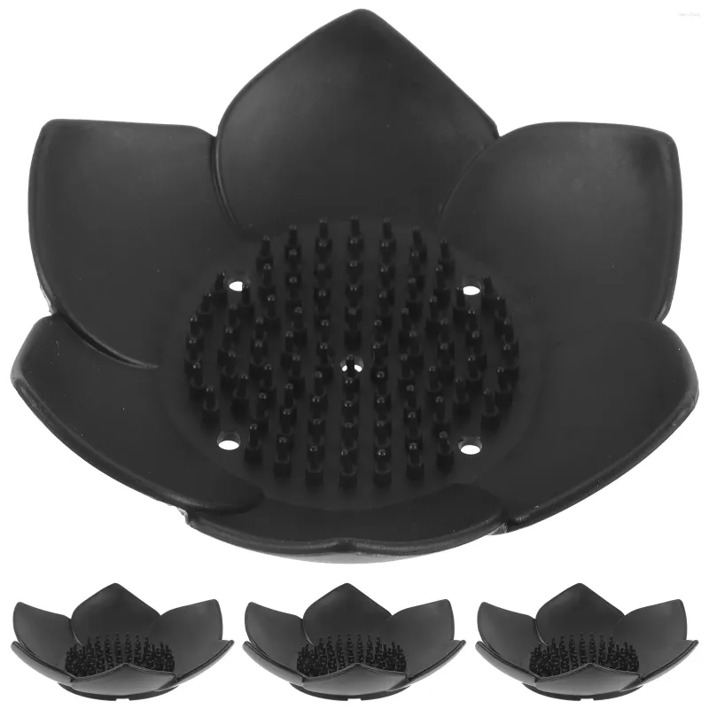 Badtillbehör Set 4st Silicone Soap Holder Self Draining rätter Bar Badrumsbricka för resor